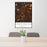 24x36 Torrington Connecticut Map Print Portrait Orientation in Ember Style Behind 2 Chairs Table and Potted Plant