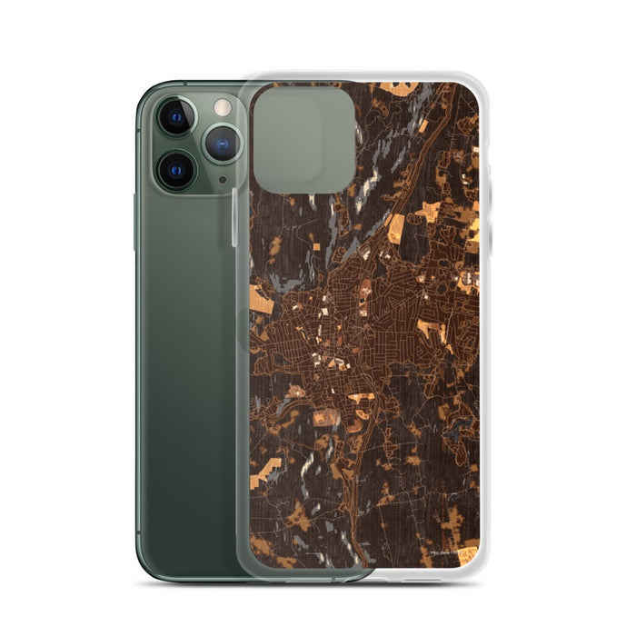 Custom Torrington Connecticut Map Phone Case in Ember on Table with Laptop and Plant