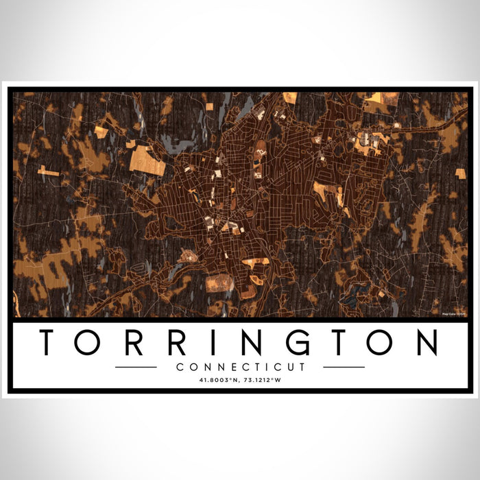 Torrington Connecticut Map Print Landscape Orientation in Ember Style With Shaded Background