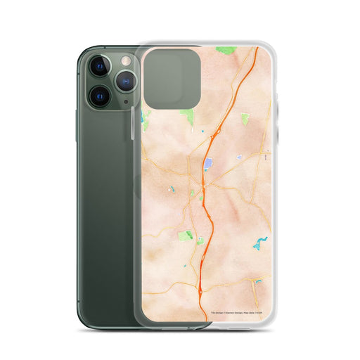 Custom Torrington Connecticut Map Phone Case in Watercolor on Table with Laptop and Plant