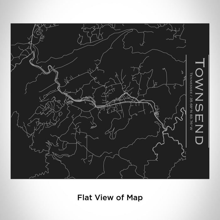 Rendered View of Townsend Tennessee Map Engraving on 20oz Stainless Steel Insulated Bottle with Bamboo Top in Black