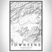Townsend Tennessee Map Print Portrait Orientation in Classic Style With Shaded Background