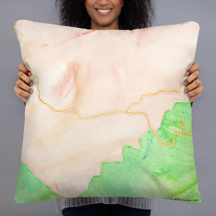 Person holding 22x22 Custom Townsend Tennessee Map Throw Pillow in Watercolor