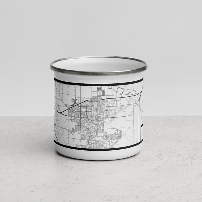 Front View Custom Tracy California Map Enamel Mug in Classic