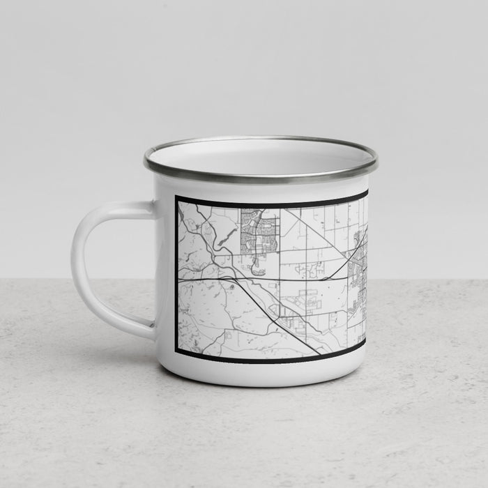Left View Custom Tracy California Map Enamel Mug in Classic