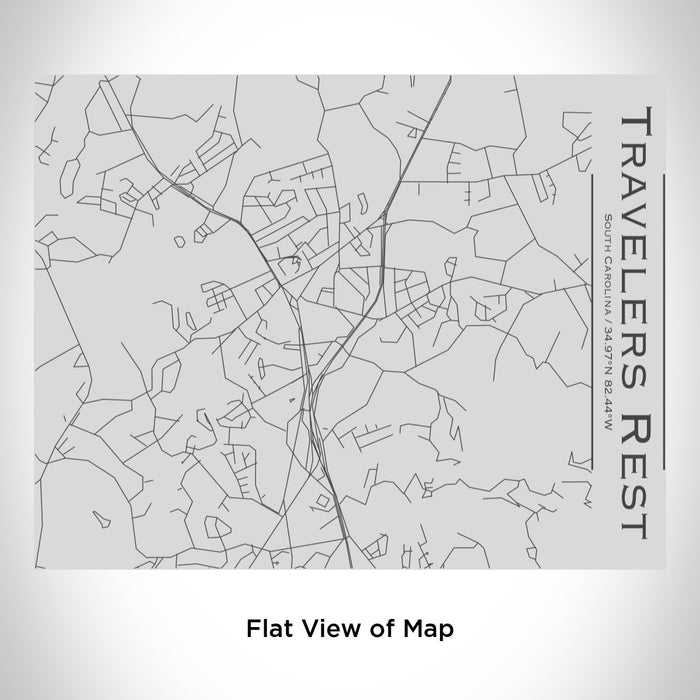 Rendered View of Travelers Rest South Carolina Map Engraving on 20oz Stainless Steel Insulated Bottle with Bamboo Top