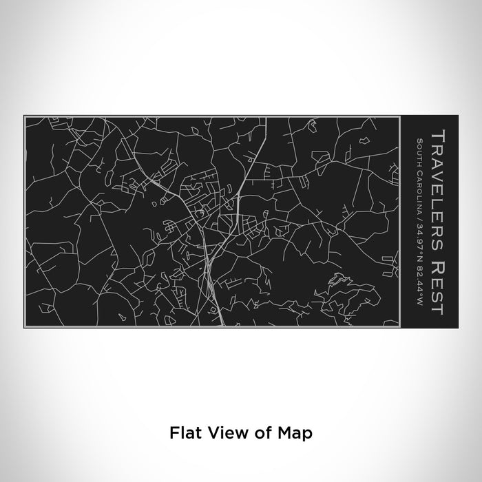 Rendered View of Travelers Rest South Carolina Map Engraving on 17oz Stainless Steel Insulated Cola Bottle in Black