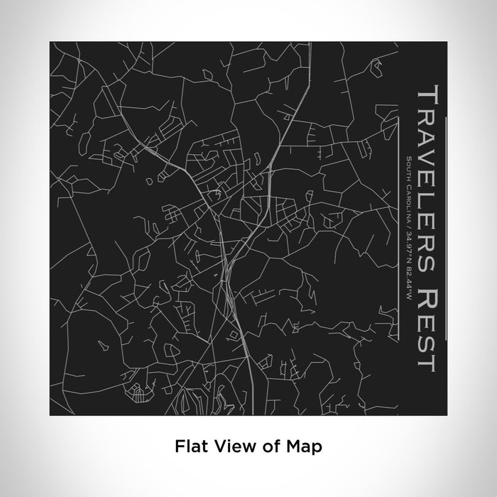 Rendered View of Travelers Rest South Carolina Map Engraving on 17oz Stainless Steel Insulated Tumbler in Black