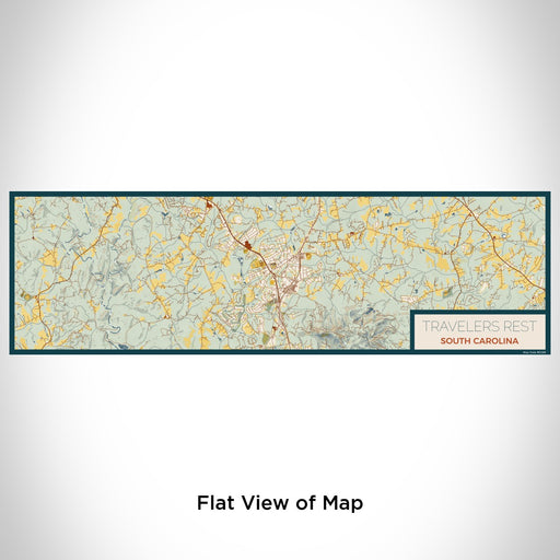 Flat View of Map Custom Travelers Rest South Carolina Map Enamel Mug in Woodblock