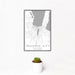 12x18 Traverse City Michigan Map Print Portrait Orientation in Classic Style With Small Cactus Plant in White Planter