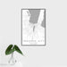 16x24 Traverse City Michigan Map Print Portrait Orientation in Classic Style With Tropical Plant Leaves in Water
