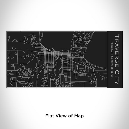 Rendered View of Traverse City Michigan Map Engraving on 17oz Stainless Steel Insulated Cola Bottle in Black