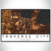 Traverse City Michigan Map Print Landscape Orientation in Ember Style With Shaded Background