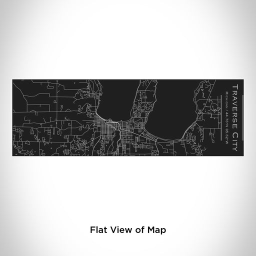 Rendered View of Traverse City Michigan Map Engraving on 10oz Stainless Steel Insulated Cup with Sliding Lid in Black