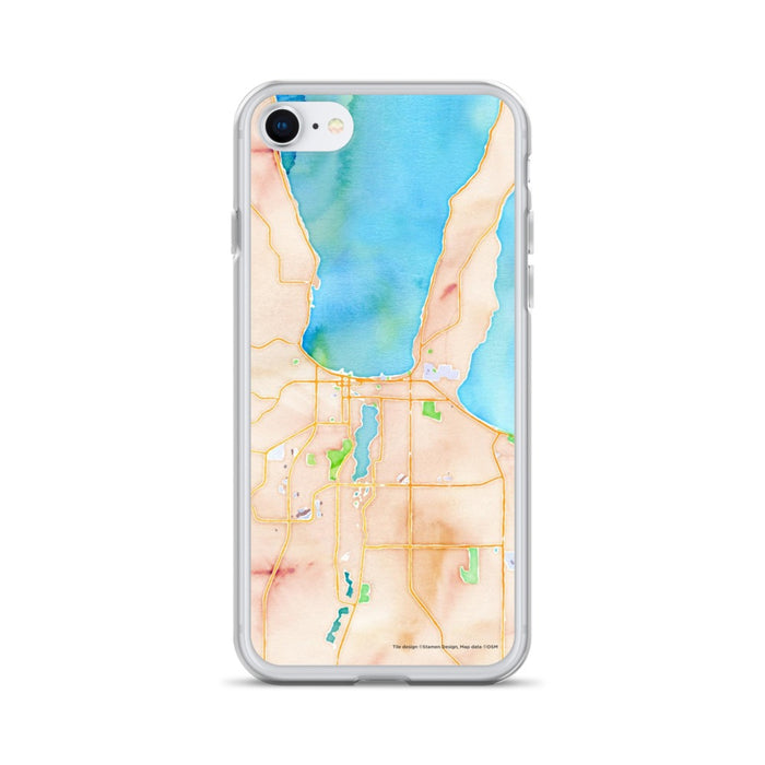 Custom iPhone SE Traverse City Michigan Map Phone Case in Watercolor