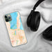 Custom Traverse City Michigan Map Phone Case in Watercolor on Table with Black Headphones