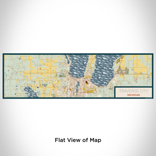 Flat View of Map Custom Traverse City Michigan Map Enamel Mug in Woodblock