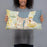 Person holding 20x12 Custom Traverse City Michigan Map Throw Pillow in Woodblock