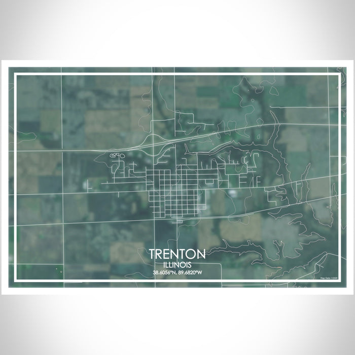 Trenton Illinois Map Print Landscape Orientation in Afternoon Style With Shaded Background