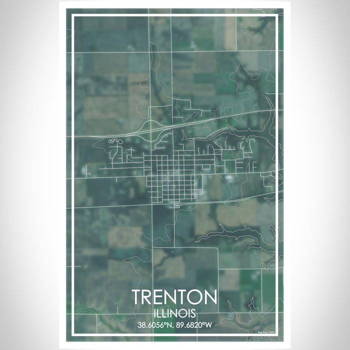 Trenton Illinois Map Print Portrait Orientation in Afternoon Style With Shaded Background