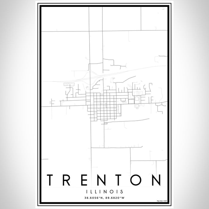 Trenton Illinois Map Print Portrait Orientation in Classic Style With Shaded Background