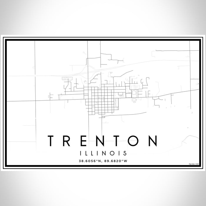 Trenton Illinois Map Print Landscape Orientation in Classic Style With Shaded Background