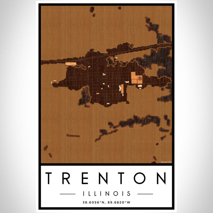 Trenton Illinois Map Print Portrait Orientation in Ember Style With Shaded Background