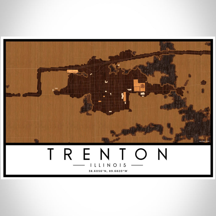 Trenton Illinois Map Print Landscape Orientation in Ember Style With Shaded Background