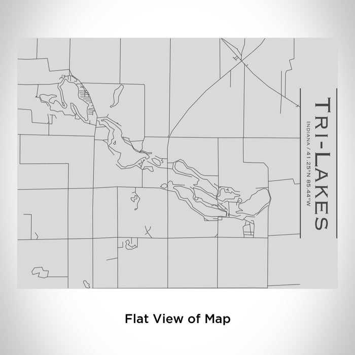 Rendered View of Tri-Lakes Indiana Map Engraving on 20oz Stainless Steel Insulated Bottle with Bamboo Top