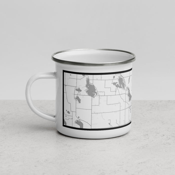 Left View Custom Tri-Lakes Indiana Map Enamel Mug in Classic