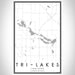 Tri-Lakes Indiana Map Print Portrait Orientation in Classic Style With Shaded Background