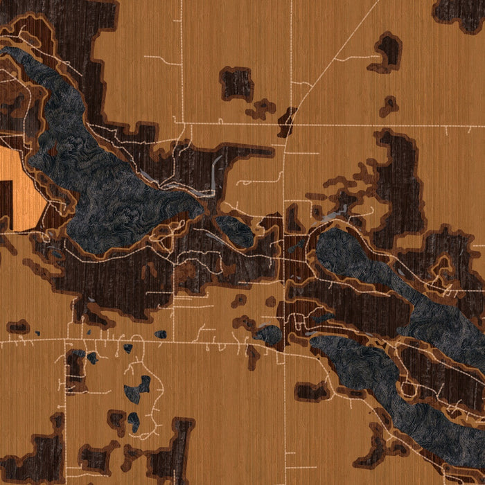 Tri-Lakes Indiana Map Print in Ember Style Zoomed In Close Up Showing Details
