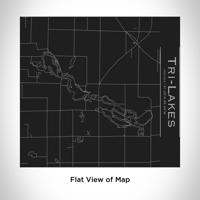 Rendered View of Tri-Lakes Indiana Map Engraving on 17oz Stainless Steel Insulated Tumbler in Black