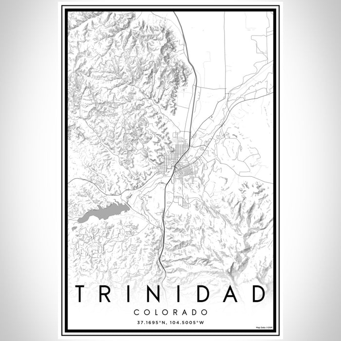 Trinidad Colorado Map Print Portrait Orientation in Classic Style With Shaded Background