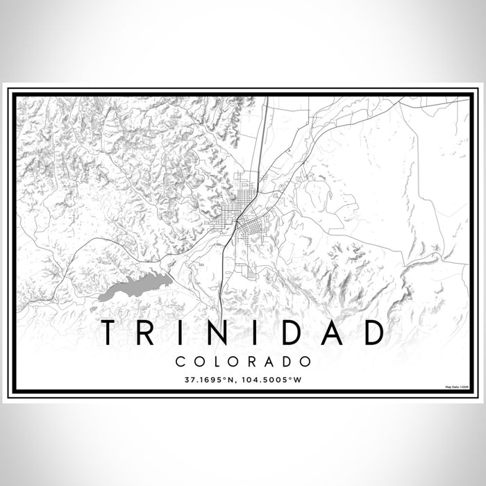 Trinidad Colorado Map Print Landscape Orientation in Classic Style With Shaded Background