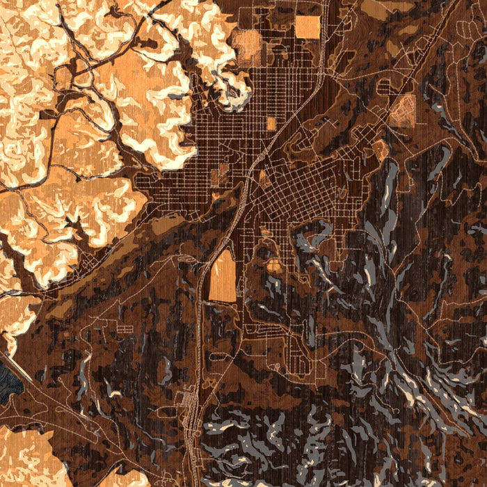 Trinidad Colorado Map Print in Ember Style Zoomed In Close Up Showing Details