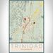Trinidad Colorado Map Print Portrait Orientation in Woodblock Style With Shaded Background