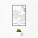 12x18 Trophy Club Texas Map Print Portrait Orientation in Classic Style With Small Cactus Plant in White Planter