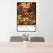 24x36 Trophy Club Texas Map Print Portrait Orientation in Ember Style Behind 2 Chairs Table and Potted Plant