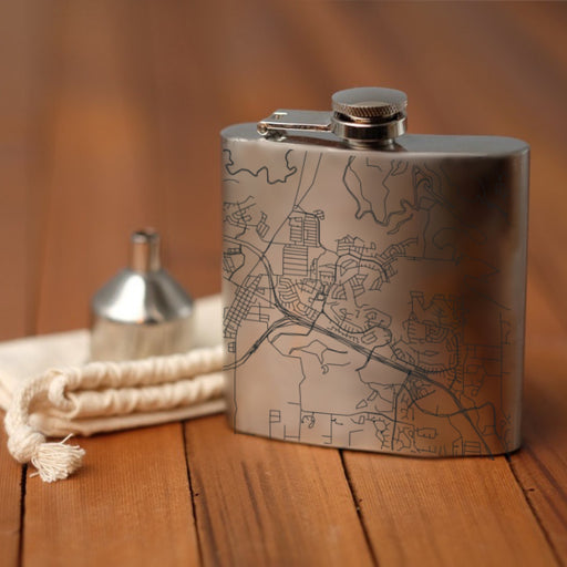 Trophy Club Texas Custom Engraved City Map Inscription Coordinates on 6oz Stainless Steel Flask