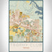 Trophy Club Texas Map Print Portrait Orientation in Woodblock Style With Shaded Background