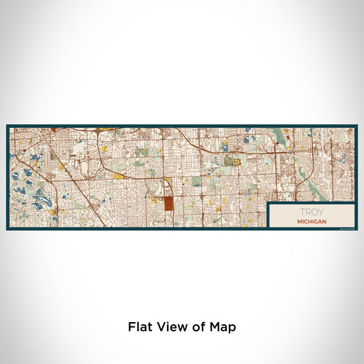 Flat View of Map Custom Troy Michigan Map Enamel Mug in Woodblock