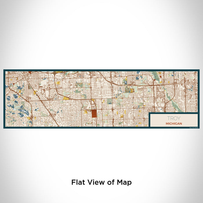 Flat View of Map Custom Troy Michigan Map Enamel Mug in Woodblock