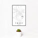 12x18 Troy Ohio Map Print Portrait Orientation in Classic Style With Small Cactus Plant in White Planter
