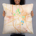 Person holding 22x22 Custom Troy Ohio Map Throw Pillow in Watercolor
