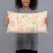 Person holding 20x12 Custom Troy Ohio Map Throw Pillow in Watercolor
