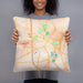 Person holding 18x18 Custom Troy Ohio Map Throw Pillow in Watercolor