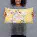 Person holding 20x12 Custom Troy Ohio Map Throw Pillow in Woodblock