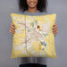 Person holding 18x18 Custom Troy Ohio Map Throw Pillow in Woodblock