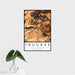 16x24 Truckee California Map Print Portrait Orientation in Ember Style With Tropical Plant Leaves in Water